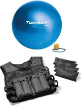 Tunturi - Fitness Set - Gewichtsvest 10 kg - Gymball Blauw 55 cm
