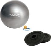 Tunturi - Fitness Set - Halterschijven 2 x 1,25 kg - Gymball Zilver 75 cm