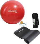 Tunturi - Fitness Set - Fitnessmat 180 x 60 x 1,5 cm - Gymball Rood 65 cm