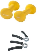 Tunturi - Fitness Set - Neopreen Dumbbellset 2 x 1,5 kg - Knijphalters 2 stuks