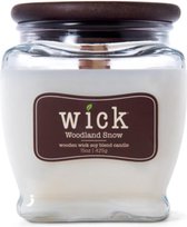 Colonial Candle – Wick Woodland Snow - 425 gram | geurkaars sojablend | 60 tot 90 branduren | houten knisperlont | kerst en winter geur |