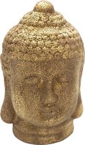Clayre & Eef Decoratie Beeld Boeddha 14*14*23 cm Goudkleurig Keramiek Rond Decoratief Figuur Decoratieve Accessoires Woonaccessoires