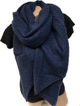 Lange Warme Dames Sjaal - Omslagdoek - Extra Dikke Kwaliteit - Effen - Marineblauw - 195 x 55 cm (86292#)