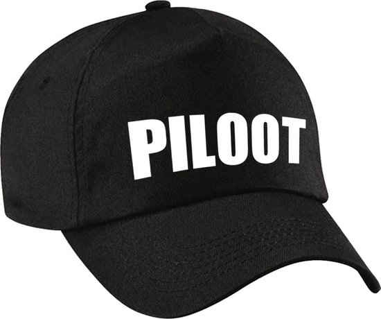 Piloot verkleed pet zwart voor dames en heren - piloten baseball cap - carnaval verkleedaccessoire voor kostuum