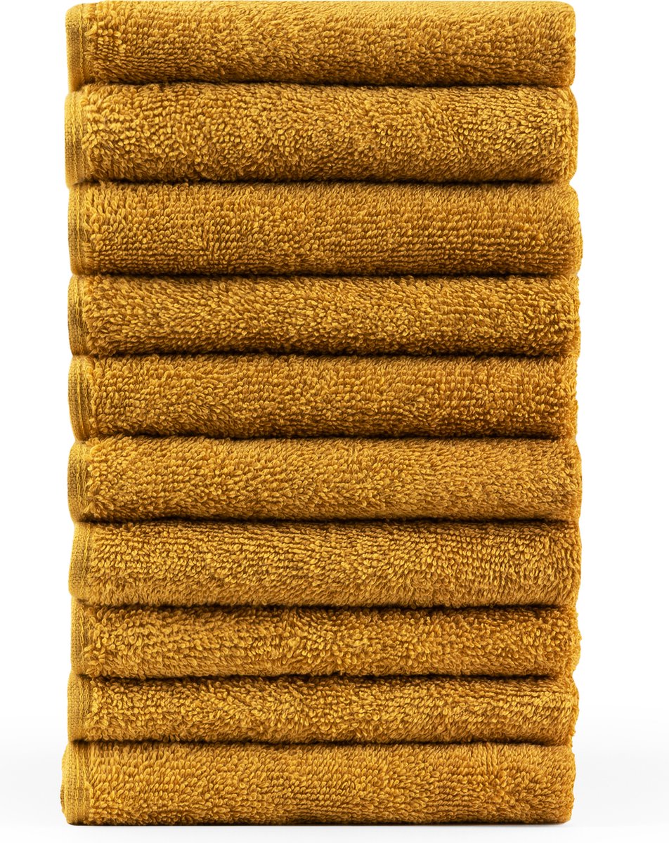 Blumtal Terry Handdoeken Set - 10 x Gasten Handdoekje - 30 x 50 cm - Mosterd