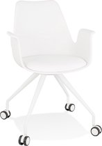 Alterego Witte bureaustoel op wieltjes met armleuningen 'SPLIT'