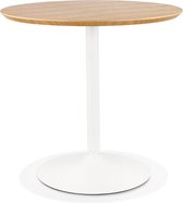 Alterego Ronde designtafel 'HUSH' van hout met natuurlijke afwerking en wit metaal - Ø 80 cm