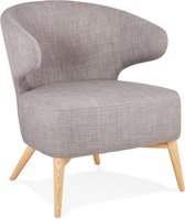 Alterego Lounge chair 'ODILE' in grijze stof en natuurlijke poten van hout