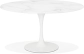 Alterego Design ronde eettafel 'SHADOW' van wit glas met marmereffect - Ø 140 CM