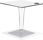 Alterego Witte vierkante terrastafel 'VOCLUZ' voor binnen/buiten - 68x68 cm