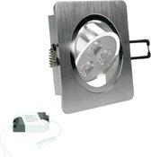ECD Germany 2er Pack LED Inbouwspot 3W 230V 234 Lumen Warmwit 3000K - Hoekig - Dimbaar - Draaibaar 30° - IP44 - Inbouwlamp Inbouwspot Plafondlamp Plafondspot Inbouwspot