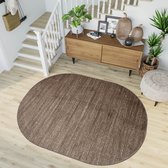 Tapiso Sari Vloerkleed Bruin Licht Ovaal Modern Slaapkamer Woonkamer Tapijt Maat- 120x170