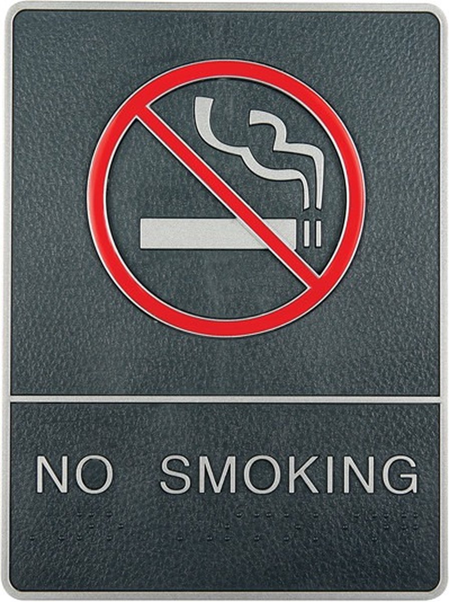 Pictogram infobord met braille - 15cm x 20cm - Zelfklevend - type: No Smoking