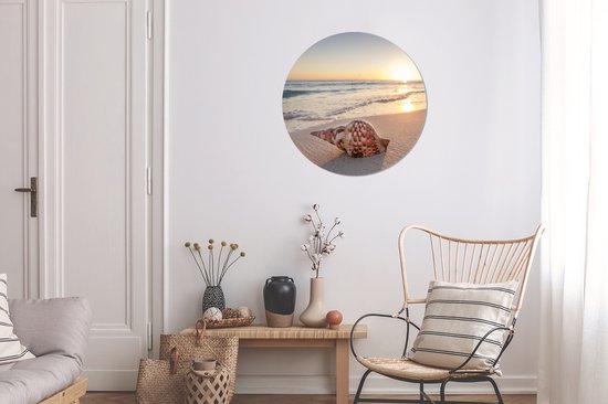 Cercle de papier peint - Coquillage - Plage - Ciel - 50x50 cm - Cercle mural - Autocollant - Sticker papier peint