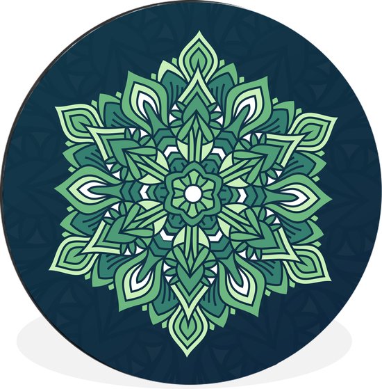 WallCircle - Wandcirkel - Muurcirkel - Mandala abstract groen - Aluminium - Dibond - ⌀ 30 cm - Binnen en Buiten