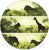 WallCircle - Wandcirkel ⌀ 60 - Illustratie van Afrikaanse landschappen met dieren - Ronde schilderijen woonkamer - Wandbord rond - Muurdecoratie cirkel - Kamer decoratie binnen - Wanddecoratie muurcirkel - Woonaccessoires