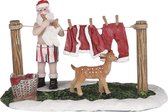LuVille Kerstdorp Miniatuur Kerstman's Waslijn - L12,5 x B8 x H7,5 cm