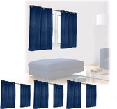 Relaxdays 8 x verduisterende gordijnen - blauw - kant en klaar - gordijn - set - 90x135 cm