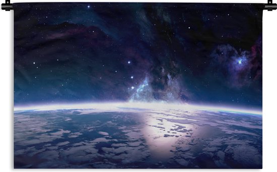 Tapisserie - Toile murale - Espace - Terre - Lumière - 90x60 cm - Tapisserie