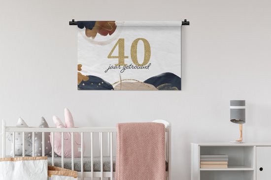 Tapisserie - Tissu mural - Anniversaire de mariage - Proverbes - 40 ans mariés - Citations - Mariage - 90x60 cm - Tapisserie