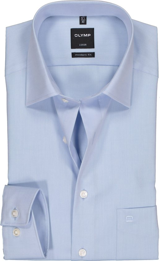 Chemise OLYMP Luxor modern fit - bleu clair - Ne se repasse pas - Taille de col : 46