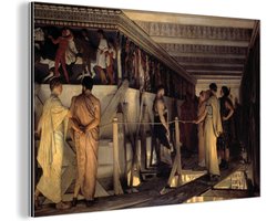 Wanddecoratie Metaal - Aluminium Schilderij Industrieel - Phidias Showing the Frieze of the Parthenon to his Friends - Lawrence Alma Tadema - 150x100 cm - Dibond - Foto op aluminium - Industriële muurdecoratie - Voor de woonkamer/slaapkamer