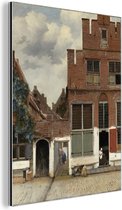 Wanddecoratie Metaal - Aluminium Schilderij Industrieel - Het straatje - Johannes Vermeer - 120x160 cm - Dibond - Foto op aluminium - Industriële muurdecoratie - Voor de woonkamer/slaapkamer