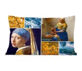 Sierkussen - Vermeer Collage Melkmeisje - Multicolor - 40 Cm X 60 Cm