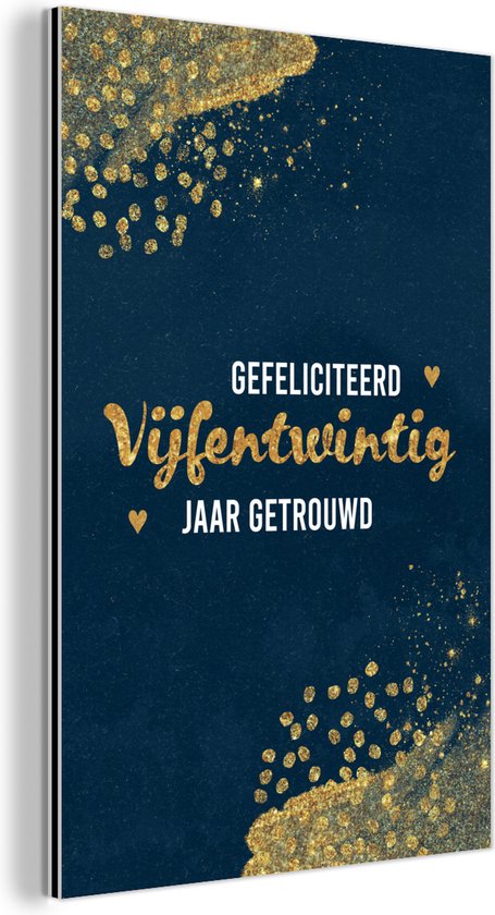 Décoration murale Métal - Peinture Aluminium Industriel - Félicitations pour vingt-cinq ans de mariage - Citations - Proverbes - Or - Mariage - 20x30 cm - Dibond - Photo sur aluminium - Décoration murale industrielle - Pour le salon/chambre