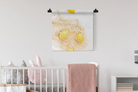 Wandkleed - Wanddoek - Zomer - Tas - Citroen - 60x60 cm - Wandtapijt