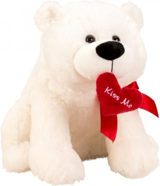 Liefdes cadeau voor vrouw - Romantische ijsbeer Pluche - knuffel - 39 cm -  Rood hartje... | bol.com