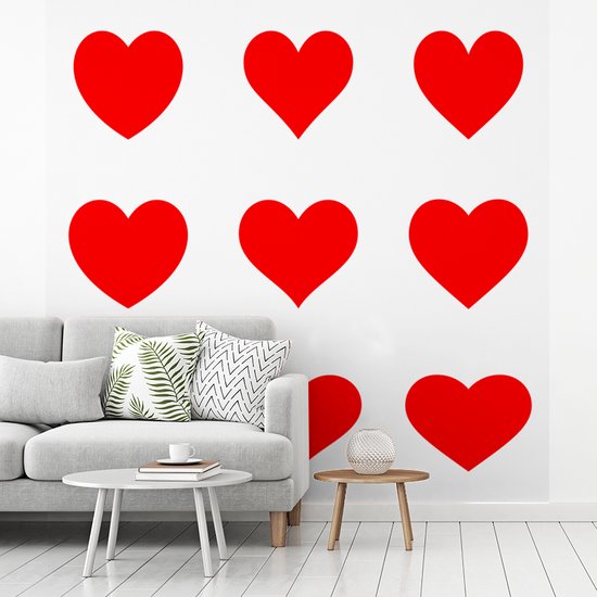 Papier peint photo peint vinyle - Une illustration avec neuf coeurs rouges largeur 260 cm x hauteur 260 cm - Tirage photo sur papier peint (disponible en 7 tailles)