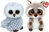 Ty - Knuffel - Beanie Boo's - Owlette Owl & Racoon