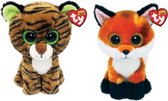 Ty - Knuffel - Beanie Boo's - Tiggy Tiger & Fox