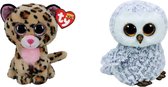 Ty - Knuffel - Beanie Boo's - Livvie Leopard & Owlette Owl