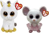 Ty - Knuffel - Beanie Boo's - Pegasus Unicorn & Nina Mouse