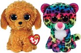 Ty - Knuffel - Beanie Boo's - Golden Doodle Dog & Dotty Leopard