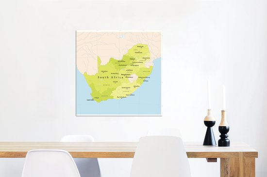 Décoration murale Métal - Peinture Aluminium Industriel - Illustration d'une carte verte de Afrique du Sud - 50x50 cm - Dibond - Photo sur aluminium - Décoration murale industrielle - Pour le salon/chambre