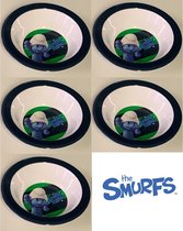 De smurfen - klungel smurf - set van 5 diepe bordjes - voor kinderen - 16,5 cm diameter.