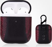 AirPods hoesjes van By Qubix - AirPods 1/2 hoesje PU Leer Flip-over - Rood /zwart