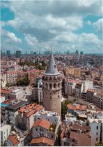 Luchtfoto van de Galatatoren en skyline van Istanbul - Foto op Forex - 90 x 120 cm