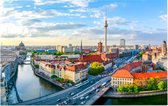 Kleurrijk Berlijns landschap met kathedraal en televisietoren - Foto op Forex - 90 x 60 cm