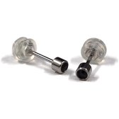 Aramat jewels ® - Zweerknopjes oorbellen zwart chirurgisch staal 3mm