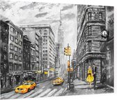 Karakteristieke tekening van het straatbeeld van New York - Foto op Plexiglas - 90 x 60 cm
