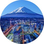 De skyline van Yokohama voor Mount Fuji in Groot Tokio - Foto op Behangcirkel - ⌀ 120 cm