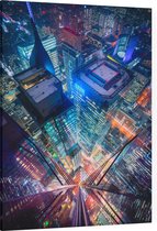 Nachtelijk beeld van Toronto City Center in fel neon - Foto op Canvas - 30 x 40 cm