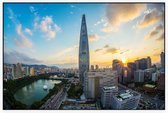 Lotte World Tower in centrum van Seoul in Zuid korea - Foto op Akoestisch paneel - 90 x 60 cm