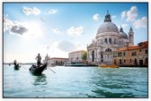 Gondelier voor de Santa Maria della Salute in Venetië - Foto op Akoestisch paneel - 150 x 100 cm