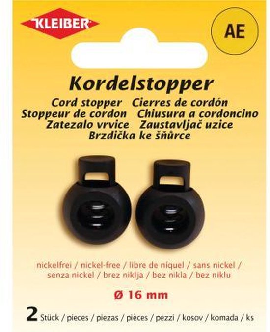 71151 Koordstoppers zwart 16mm 2st.