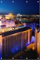 Diverse hotels en casino's in nachtelijk Las Vegas - Foto op Tuinposter - 100 x 150 cm